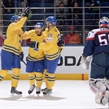 MINSK, BELARUS - MAY 16: Sweden's Gustav Nyquist #41 celebrates after scoring Team Sweden's first goal of the game during preliminary round action at the 2014 IIHF Ice Hockey World Championship. (Photo by Richard Wolowicz/HHOF-IIHF Images)